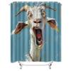 Goat Pattern Waterproof Mold-Proof Shower Curtain Creative Bathroom Curtain Unique Design Stylish Home Decor Complimentary Hook
