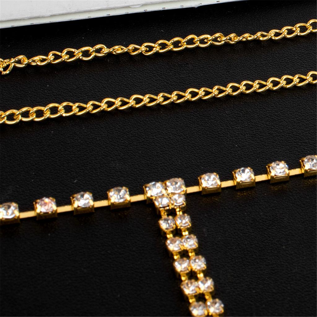 Fashionable Rhinestones Embellished Waist Chain Body Jewelry Accessory for Trendy Women Adjustable Body Jewelry