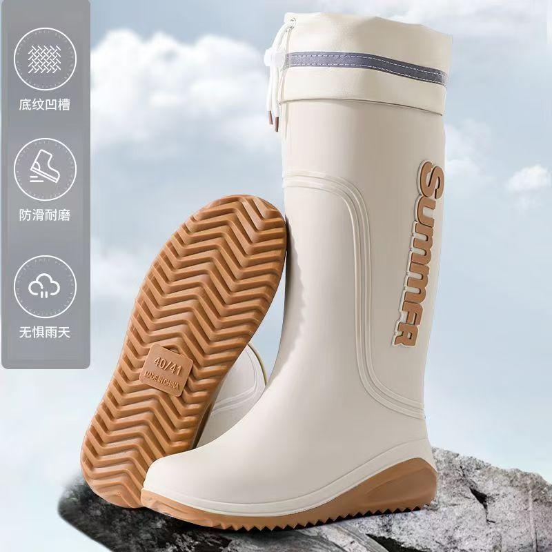 Men's Fleece Lined Waterproof Rain Boots Mid Calf Non-Slip Lightweight Outdoor Work Kitchen Delivery ShoesRubber Work Boots