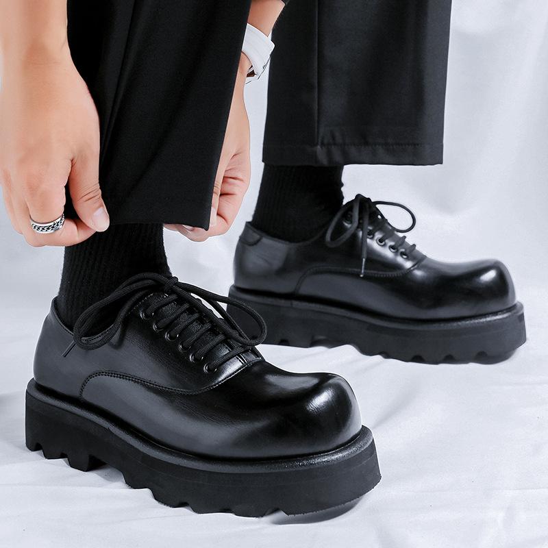 men casual business wedding formal dress platform shoes lace-up oxfords shoe black brown original leather sneakers mans footwear