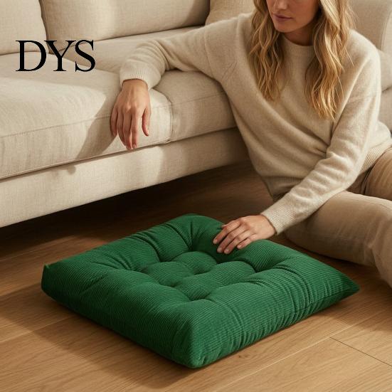 Anti-skid Seat Protector Corduroy Chair Cushion with Ties, Soft Square Pad, Non-Slip Washable Dining Pad Warm for Reading Nook Floor, Office