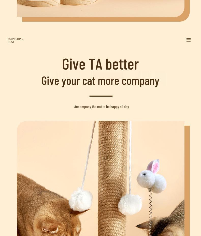 Durable Solid Wood Sisal Cat Scratching Post & Toy - Self-Entertainment and Boredom Relief for Cats
