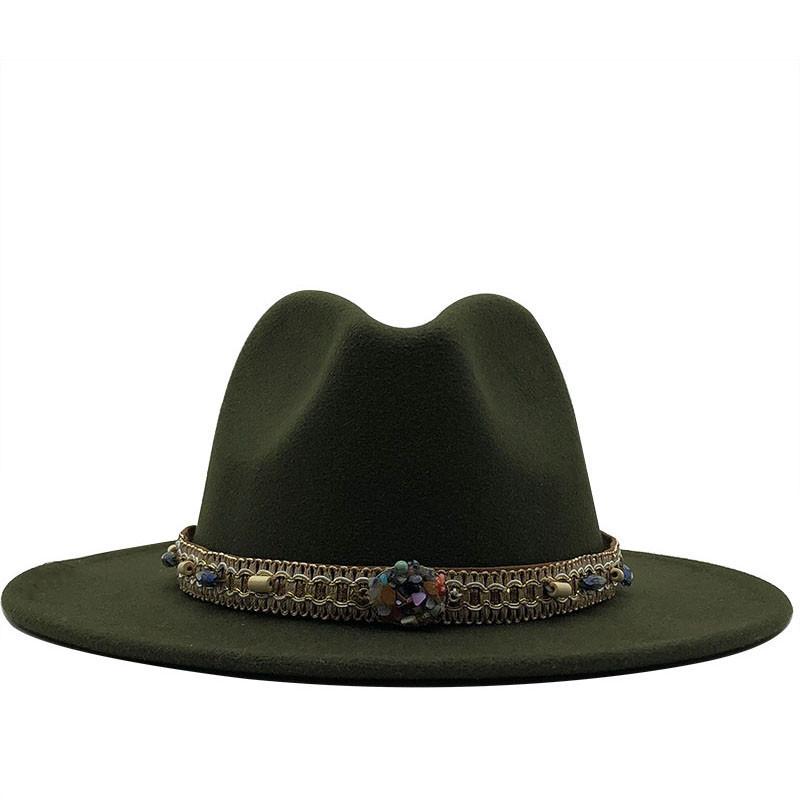 Woolen Top Hat European and American Fashion Ethnic Style Hat Flat-brimmed Big-brimmed Jazz Hat