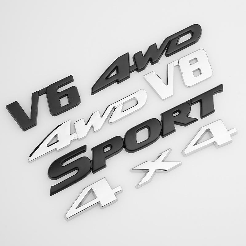 Car 4X4 large displacement standard digital 4wd tail standard 3D stereo four-wheel drive metal car sticker letter sticker v6V8 car logo