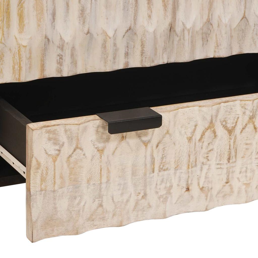 Highboard with Door White Washed Surface 60 x 33 x 100 cm