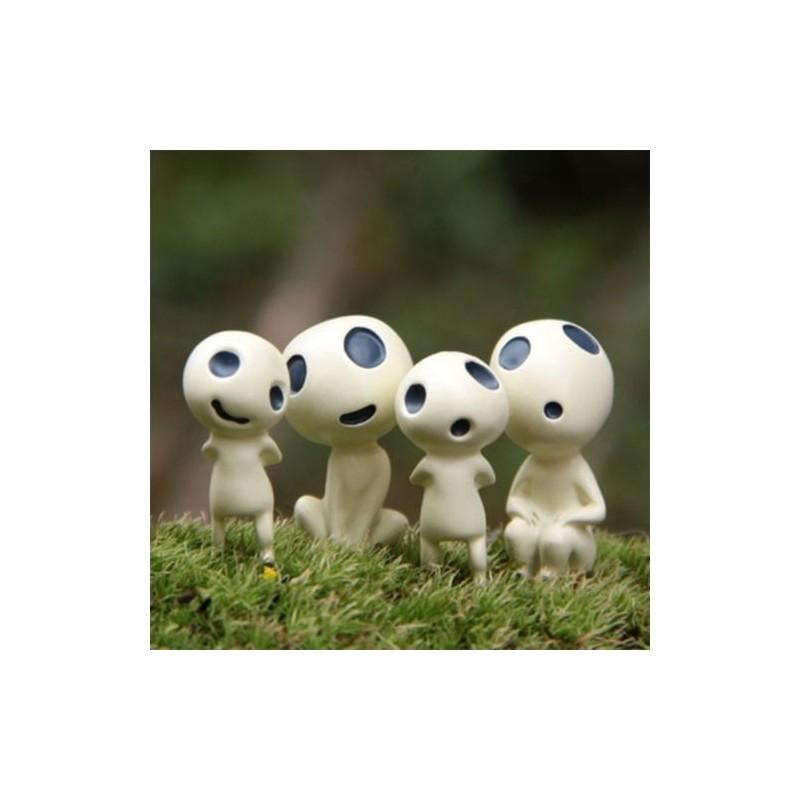 Enchanting 4pcs Cute Studio Ghibli Princess Mononoke Forest Spirit Elf Kodama Figures Collection