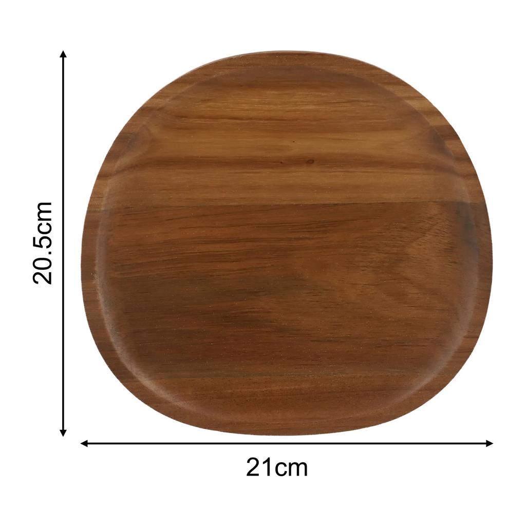 1PC Irregular Oval Wooden Dinner Plate Serving Tray Solid Wood Dinner Plates For Dishes Snack Fruit Dessert Home Decoration