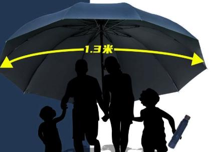 130CM Oversized Windproof Folding Umbrella Waterproof Rain and Sun Umbrella for Family Travel Outdoor Use