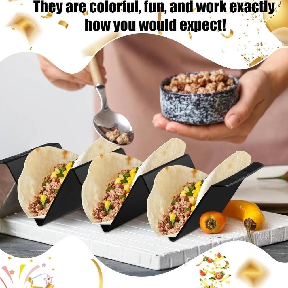 Easy-Access Handle Stainless Steel Taco Holders V-Shaped Reversible Tortilla Holder Non-Stick Stackable Sushi Holder Outdoor BBQ