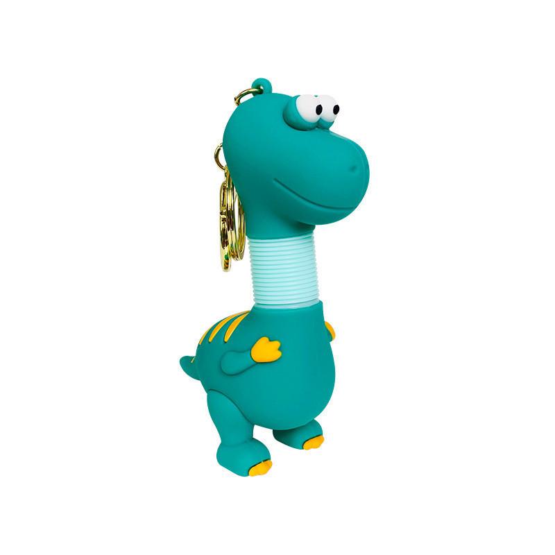 Adorable Cartoon Dinosaur Keychain Retractable Spring Pvc Toy For Kids And Couples