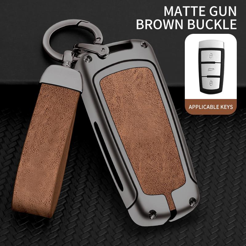 Leather Car Metal Key Case Cover For Vw Volkswagen Cc Passat Cc B6 B7 Protection Key Shell Skin Bag Only Case Accessories