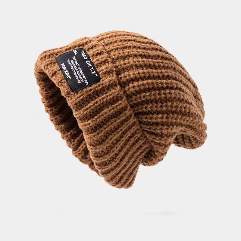 Hat Autumn and Winter Fashion Korean Version Knitted Hat Stacked Big Head Big Brim Wool Hat Versatile Face Small Warm Cold Hat