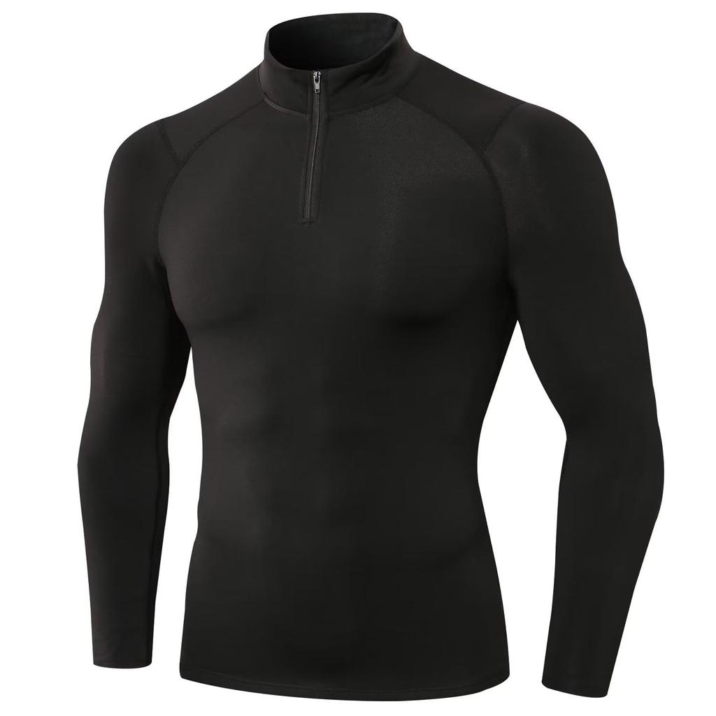 Nesseo Winter Compression Long Thermal High Power for Running Men's Undershirt, Fleece-Lined, Sleeve, Undershirt, Neck, Stretch, Sweat-Wicking,