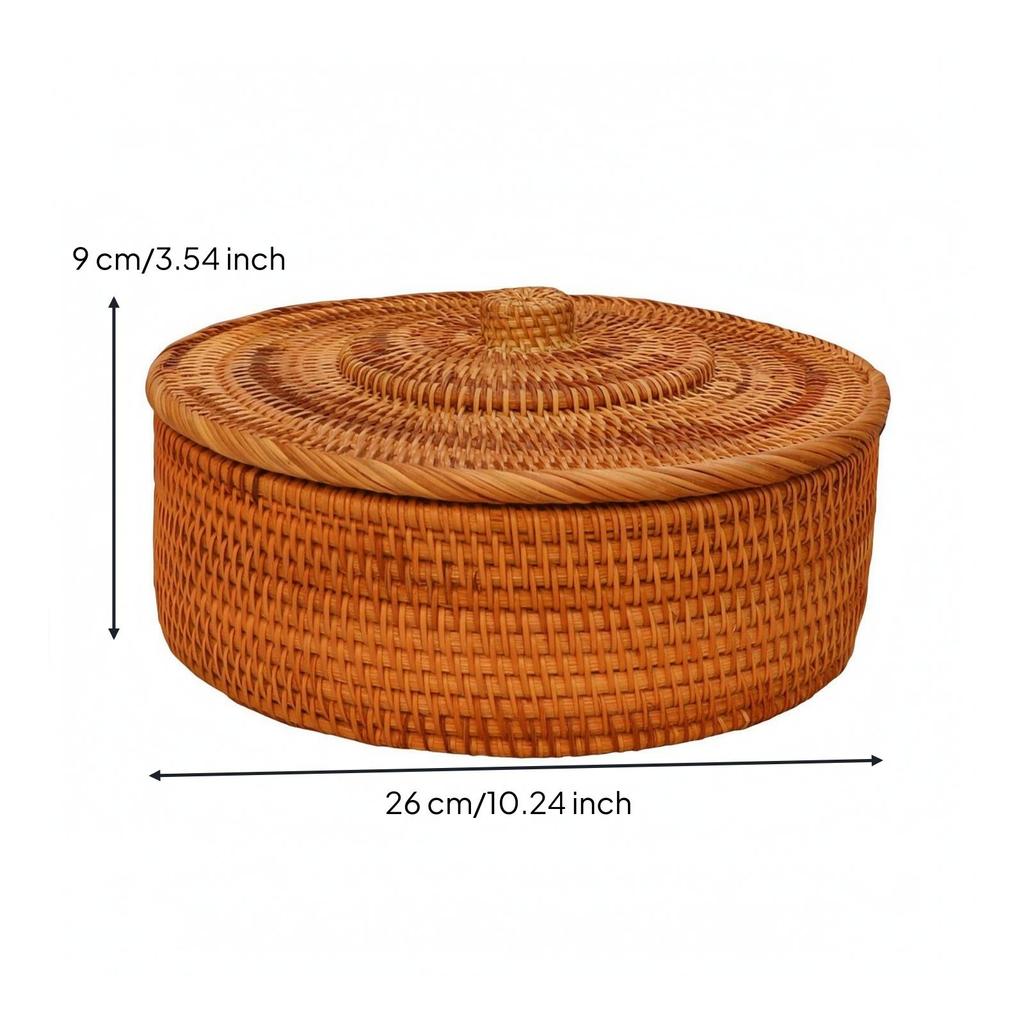 Handwoven Rattan Storage Container Rustic for Living Room