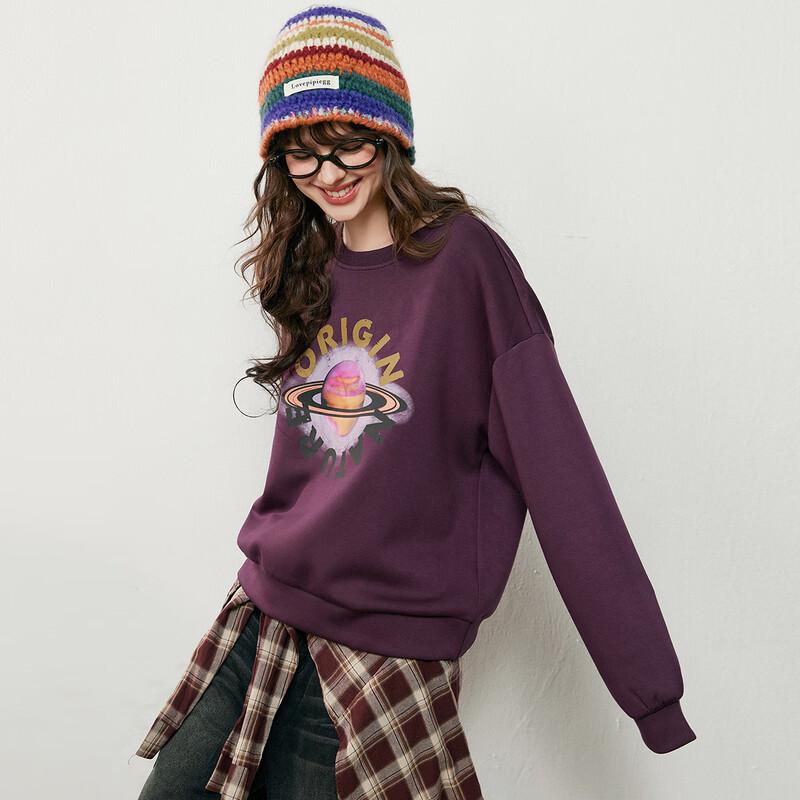 Bailuyu Women's Colorblock Print Loose Sweatshirt