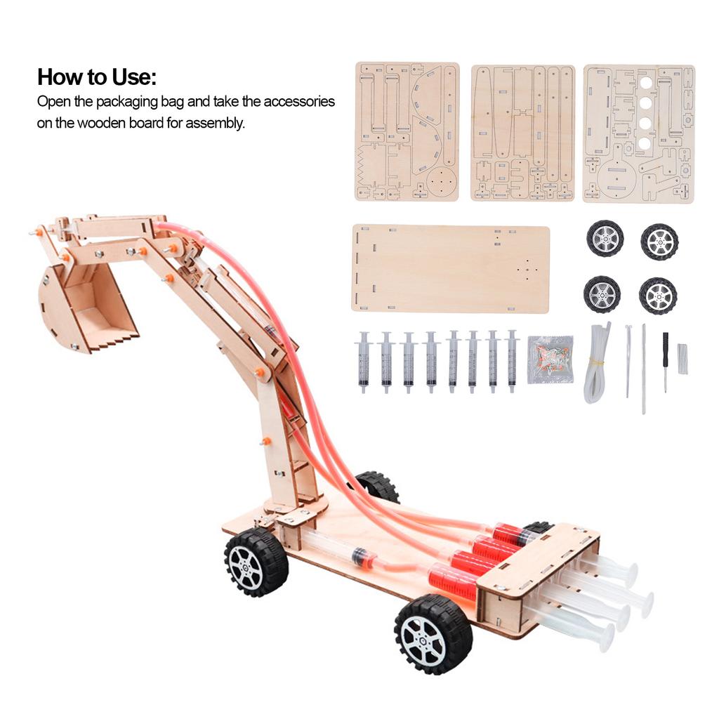 Excavator Building Toy Beech Wood Hydraulic Mechanical Model Set Kit for Teaching DIY