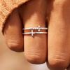 Huitan Trendy Double Layer Cross Ring Female Micro Pave Tiny Zirconia Finger  for Daily Wear Women Versatile Accessories