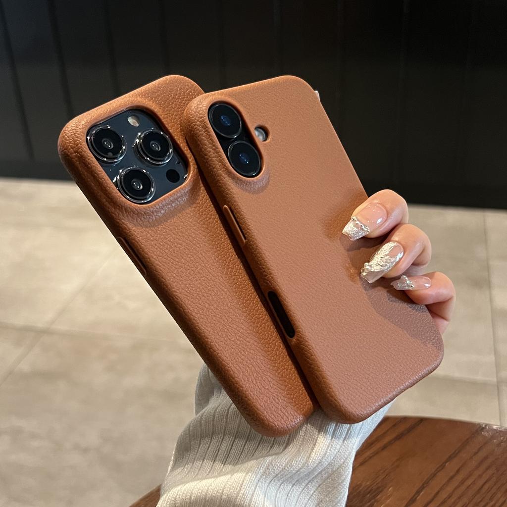 Leather Texture Shockproof Soft Silicone Case For iPhone 16 15 14 Plus Pro Max 13 12 11 Lichee Pattern Simple Business Cover