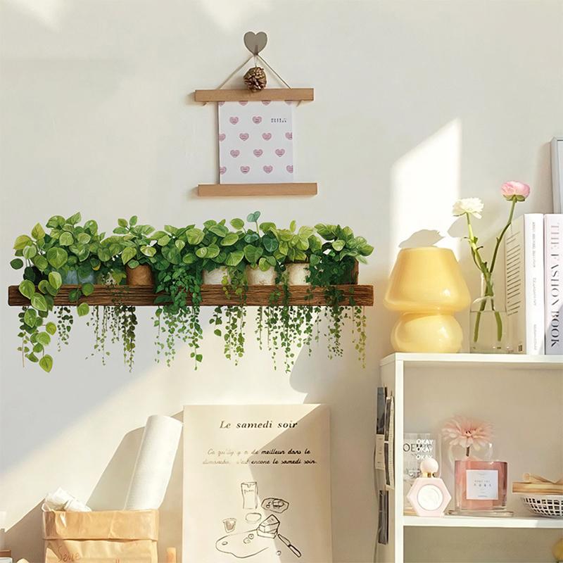 Pegatina de Pared de Planta Verde Colgante Realista con Adhesivo Autoadhesivo Perfecta para Cocina Sala de Estar Dormitorio Decoración de Pared del Hogar