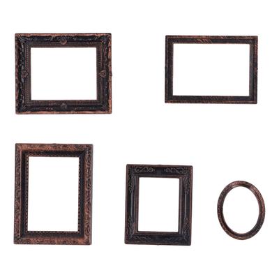 Miniature Picture Frame Vintage Lifelike Exquisite Mini Photo Frame for 1/12 Dollhouse 5pcs