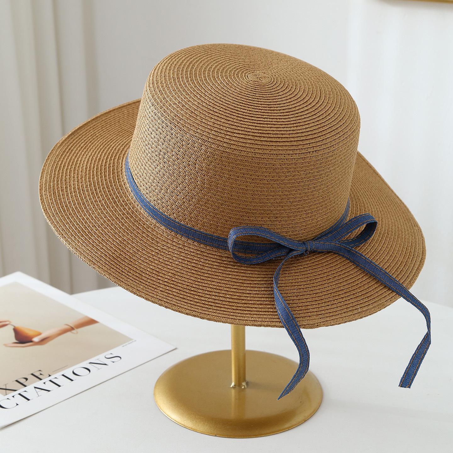 

Summer New Bow Knot Fashion Fisherman Hat Women Vacation Sunscreen Wide Brim Straw Hat Casual Versatile Sun Hat 56-58cm