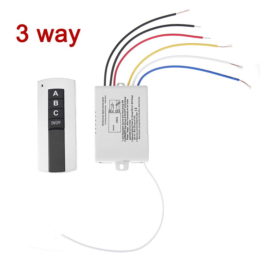 220V 1000W 1/2/3 Channel ON/OFF Wireless Remote Control Switch 1 2 3 Ways Digital Remote Controller Switch for Lighting