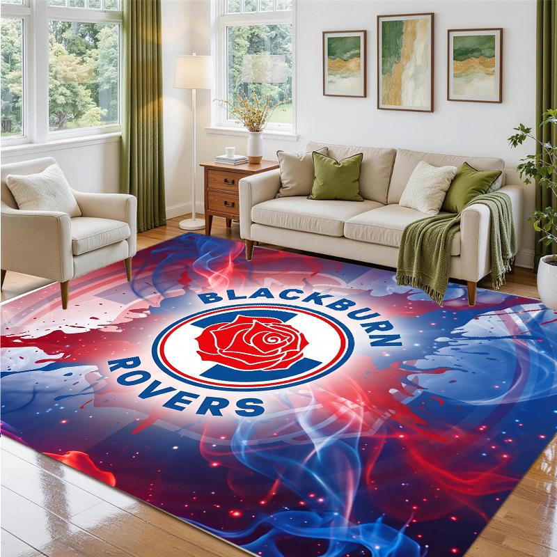 Blackburn Rovers Football Design Crystal Velvet Rug Soft Decorative Mat for Bedroom Entrance