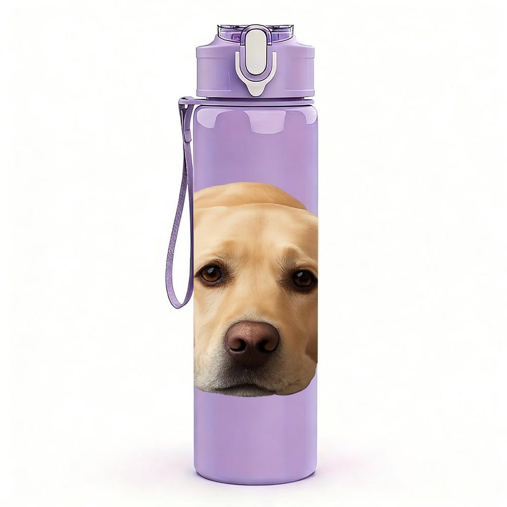 1PC Labrador Dog Gentle Portrait 750ml Color Plastic Sports Water Bottle Leakproof Flip Straw Lid Suitable for Sports Office Home Use