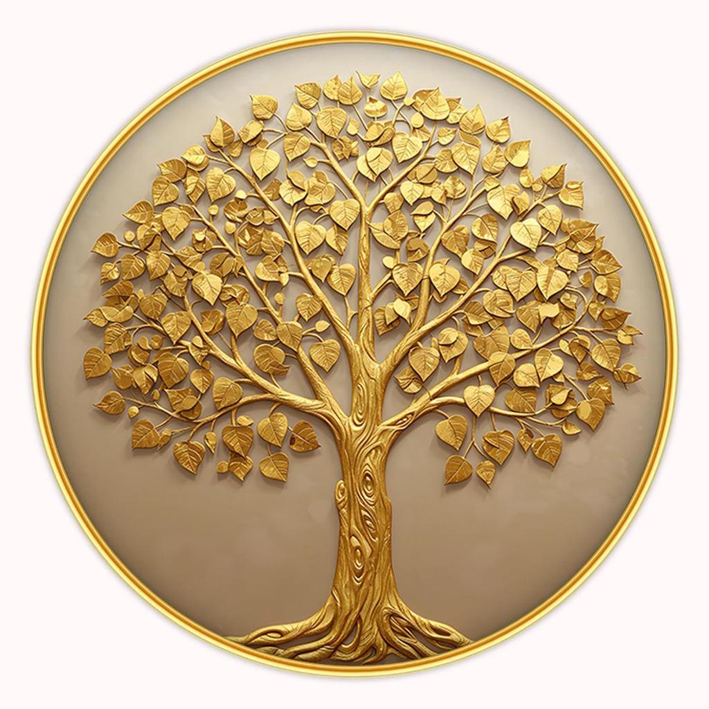 Vastu Kalpavriksha Money Golden Tree Photo Frame, Round
