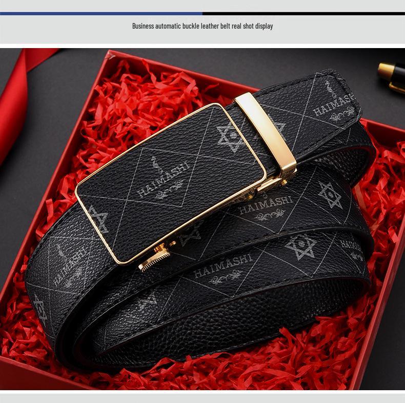 Emperor Men's Genuine Leather Automatic Buckle Belt: High-Quality, Versatile, Trendy