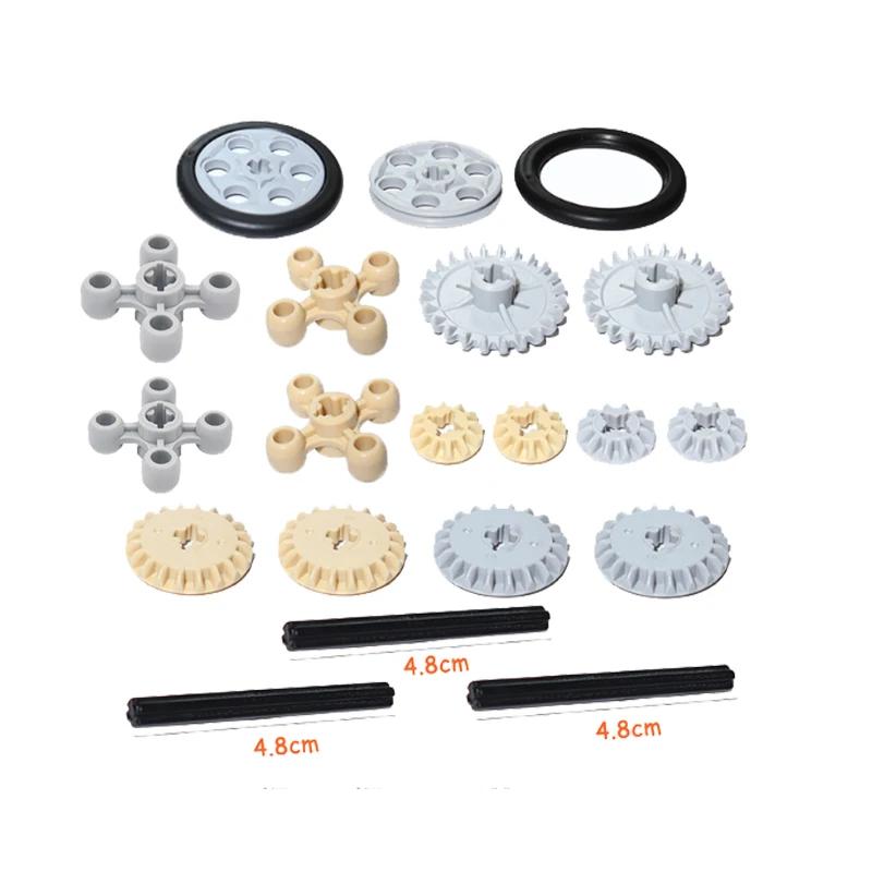 MOC Technical Gear Axle Bricks Parts Worm Rack Conector Train Car Crane Model Technical CROSS Axle Building Blocks Bricks Toys