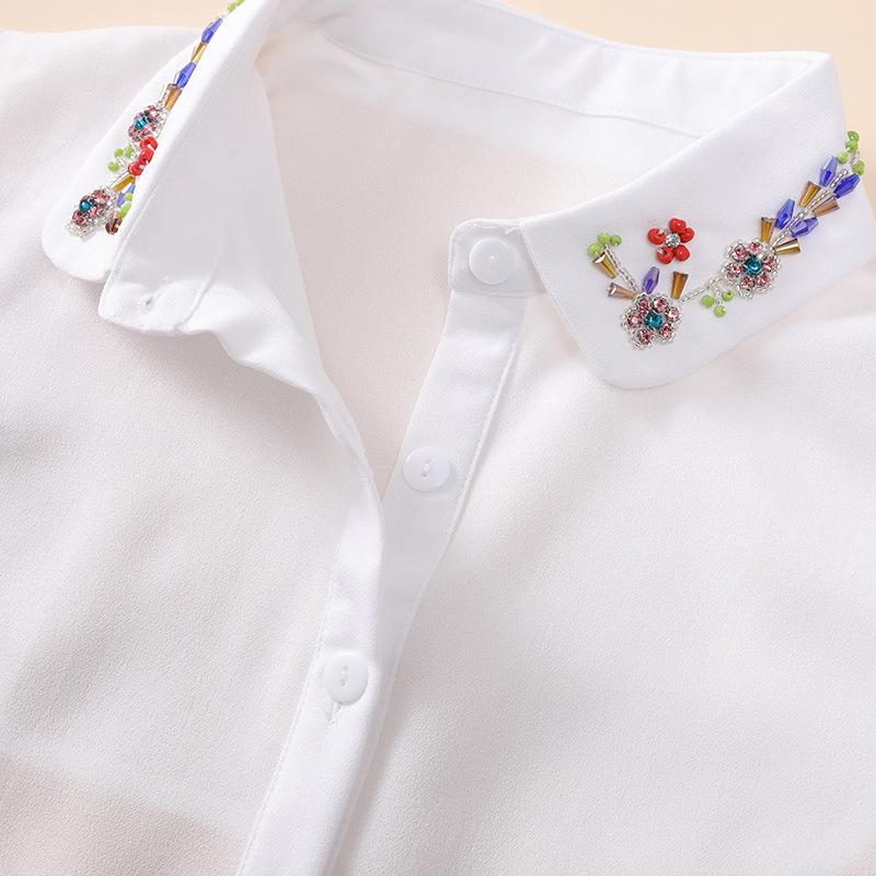 Fashion Handmade Beads Shirt False Collar Women's Lapel Shirt False Collar Clothes Blouse Vest Tops Sweater Detachable Collar