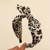 Bentișă coreeană cu imprimeu leopard și fundă, Bentișă din plastic noduit cu temperament, Bandă de păr antiderapantă, Bentișă cu boruri largi, Bandă de păr pentru spălarea feței