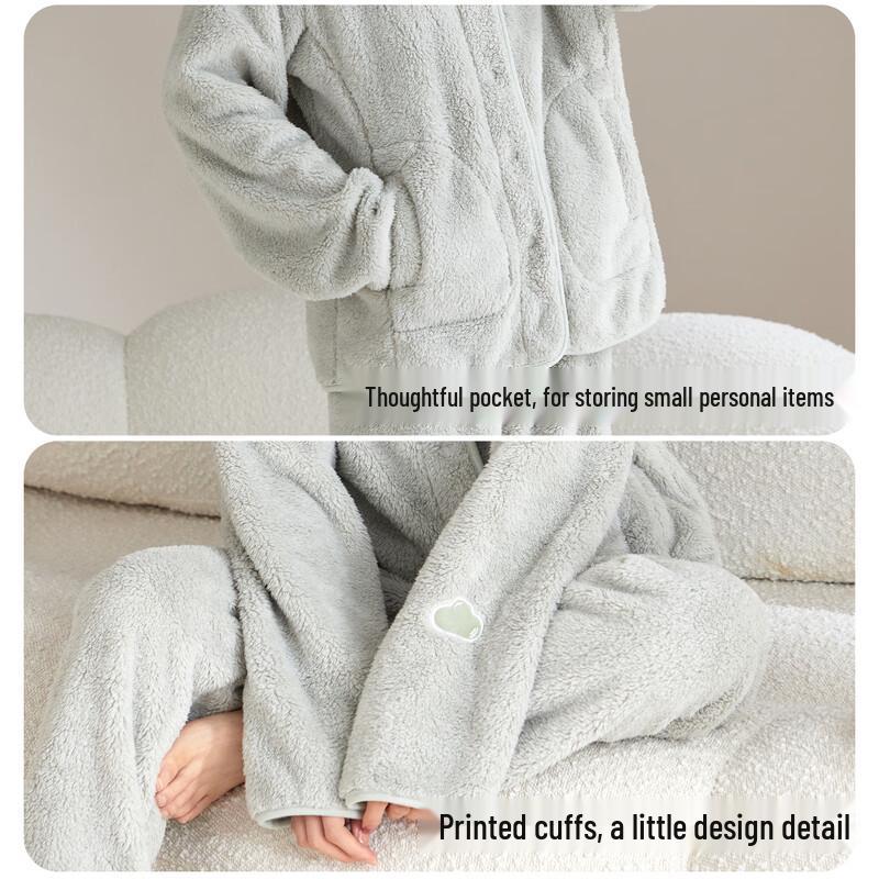 Langsha Coral Fleece Couple Pajama Set