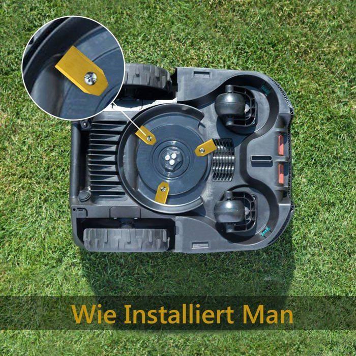 AIMOONSA 45 lames titane + 45 vis pour tondeuse robot Husqvarna/Automower/Gardena 35×18×0,75 mm