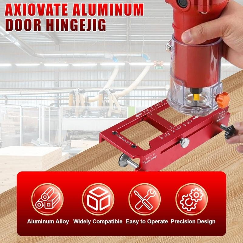 Aluminum Alloy Door Hinge Jig Set Door Frame Stable Locator Hinge Drilling Fixture Flat Heads Clamp for Precise Mortising