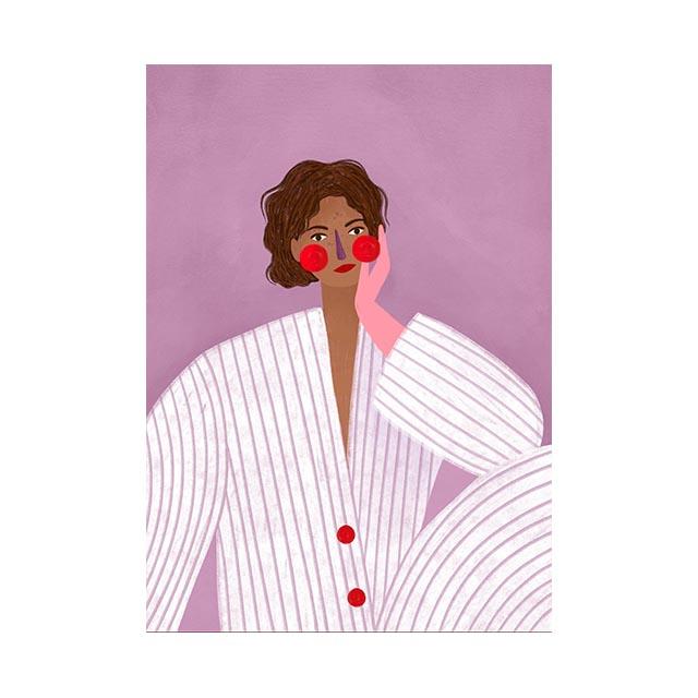 

Красочные девушки художественный постер, полосатые принты, женская живопись на холсте, минималистская портретная иллюстрация для домашнего декора, настенное искусство в гостиной 21cm×30cm NoFrame