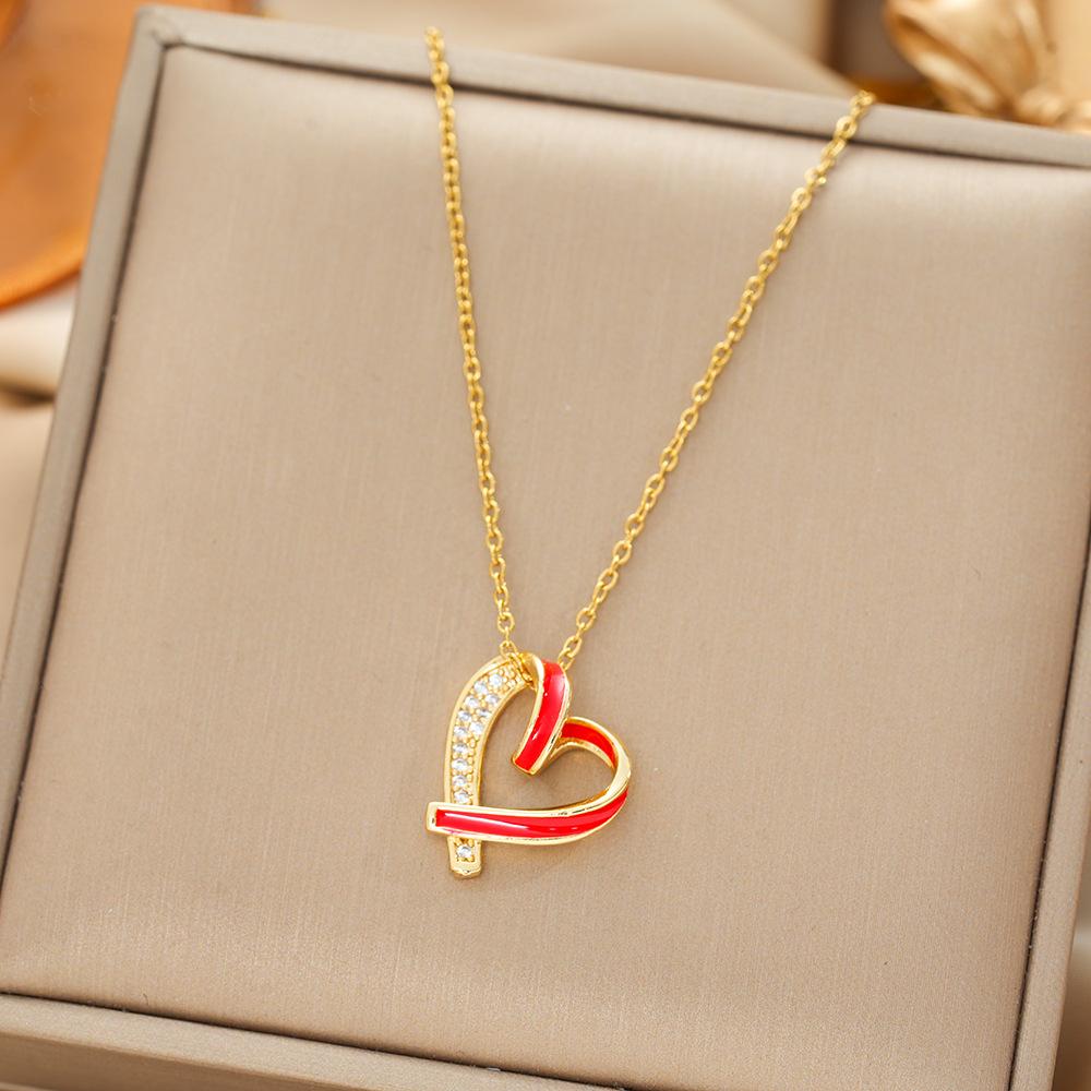 Japan and South Korea Simple Popular Wind Titanium Steel Necklace Female Niche Exquisite Internet Celebrity Zircon Clavicle Chain High-end Jewelry