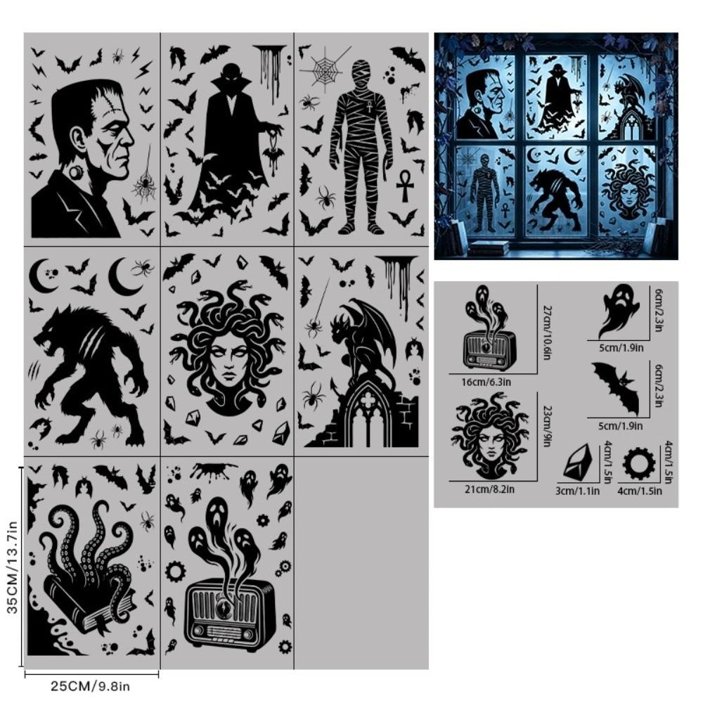 Removable Static Halloween Static Cling Decal DIY Spooky Party Door Stickers Party Supplies