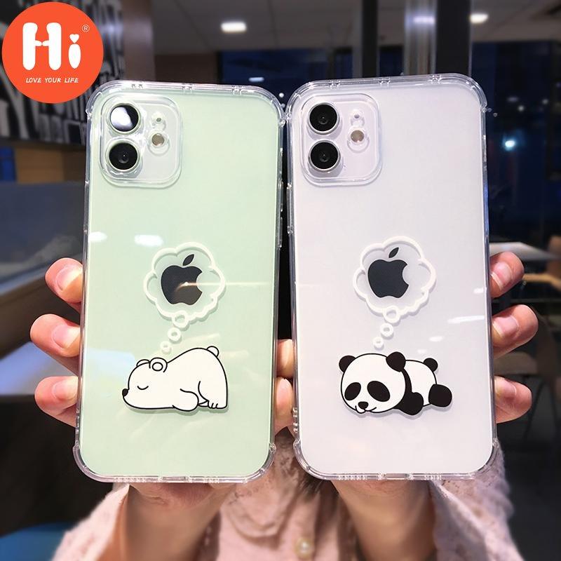 

Привет противоударный прозрачный чехол для телефона для iPhone 12 11 Pro Max X Xs Max 7 8 Plus Мягкий ТПУ чехол для телефона с рисунком медведя панды