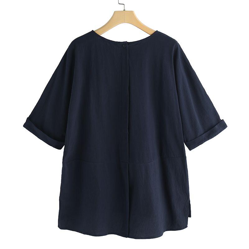 WTEMPO Brand Cotton Linen T-shirts Women Solid Color O-neck Half Sleeve Casual Tee Tops 4XL 5XL Plus Size Casual Female T-shirts