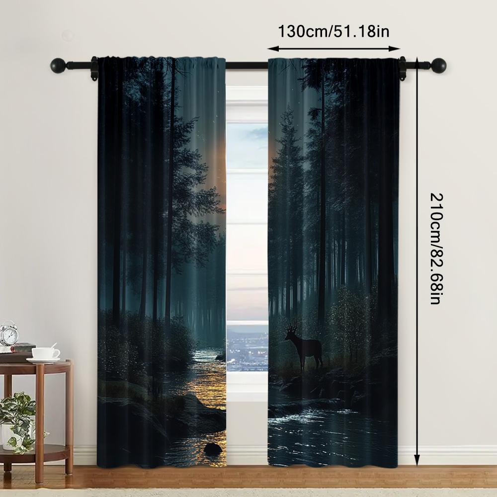 2 szt., Zasłony okienne Tkanina Silent Forest, Bez elektryczności Dekoracja na przyjęcie rodzinne Dotyczy dekoracji na imprezy wielofunkcyjne