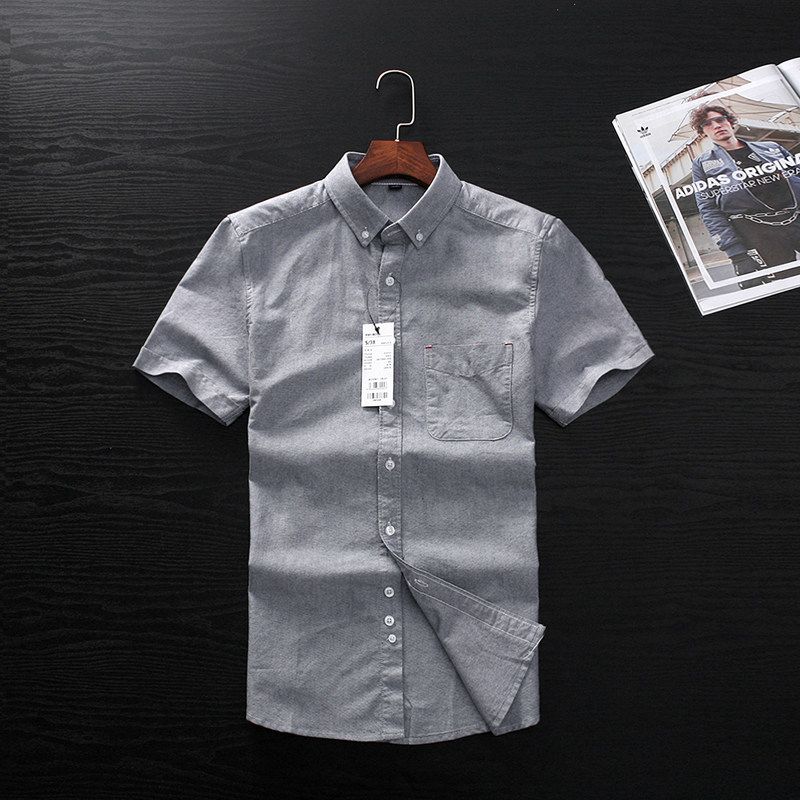 Clearance of Foreign Trade Surplus Men's Oxford Cotton Short-Sleeve Shirts, Original Cut Label Men's Clothing, Japanese Trendy Brand Versatile Shirts