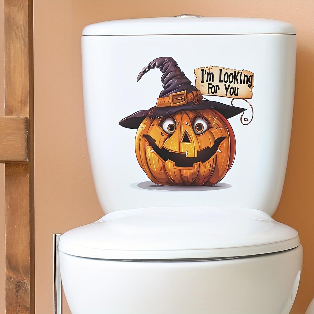1PC Halloween Pumpkin Witch Hat Toilet Cover Stickers Horror Self-Adhesive Home Decoration PVC Stickers Restroom Decor