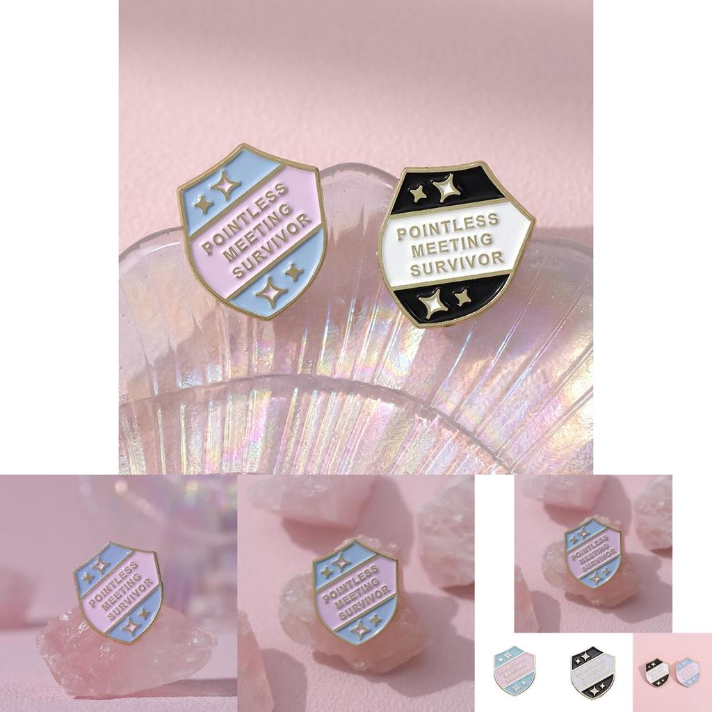 Artistic Alloy Letter Shield Brooch With Colorful Cartoon Style For Trendy Fashion