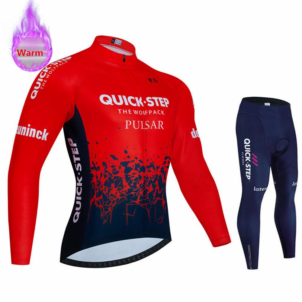 Soudal Quick Step 2026 Zimní cyklistický dres Termo fleecové cyklistické oblečení MTB Bicicleta Set Oblečení na cyklistiku Triathlon Cyklistický oblek