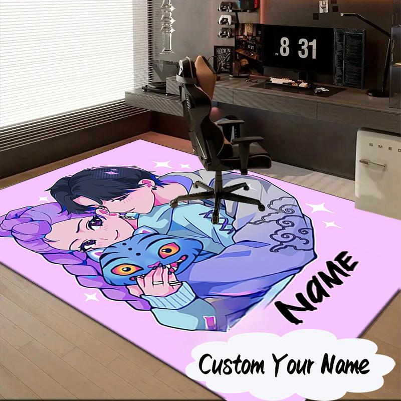 Custom Name KPop Cartoon Carpet, Chair Rug,Area Rug for Office Bedroom living rooms bedroom, Doormat decor Christmas fan gifts