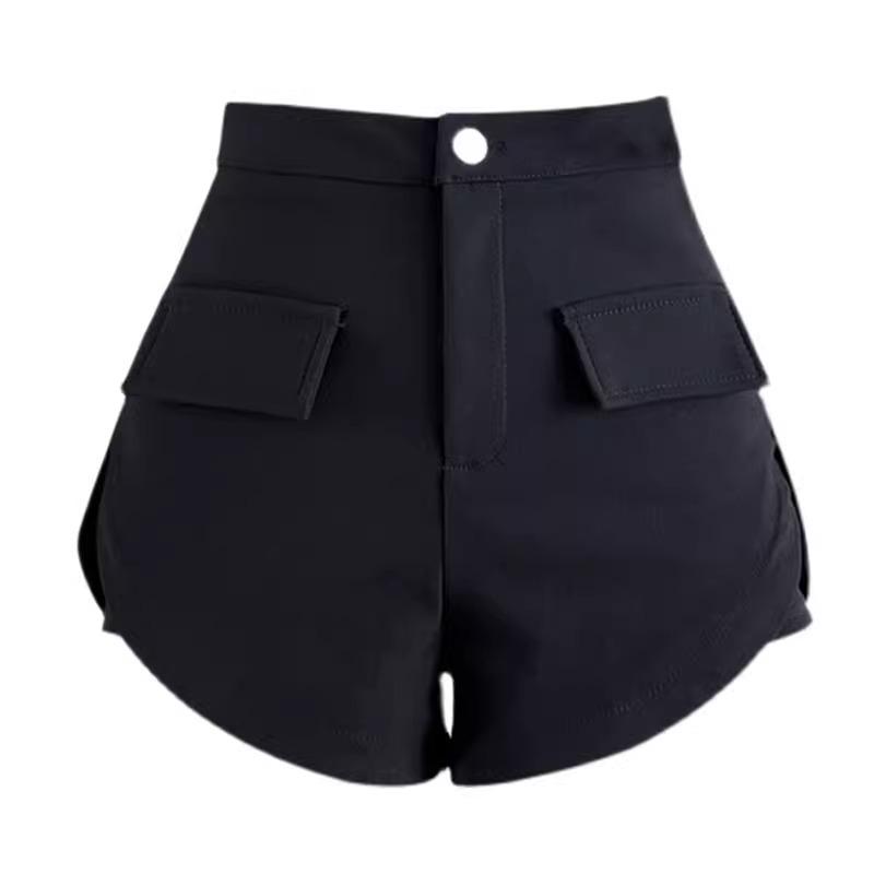 2024 Women's High Waist A-line Wide-Leg Shorts with Pockets - Spring Slim Fit Casual Overalls