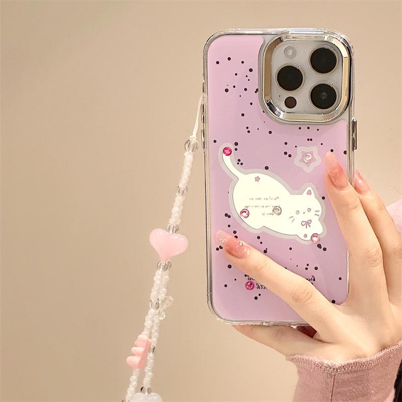 Zhitai iPhone 12 Pro Max/13 Pro/14/15/16 Case: Three-in-One Mirror Design with Bracelet.