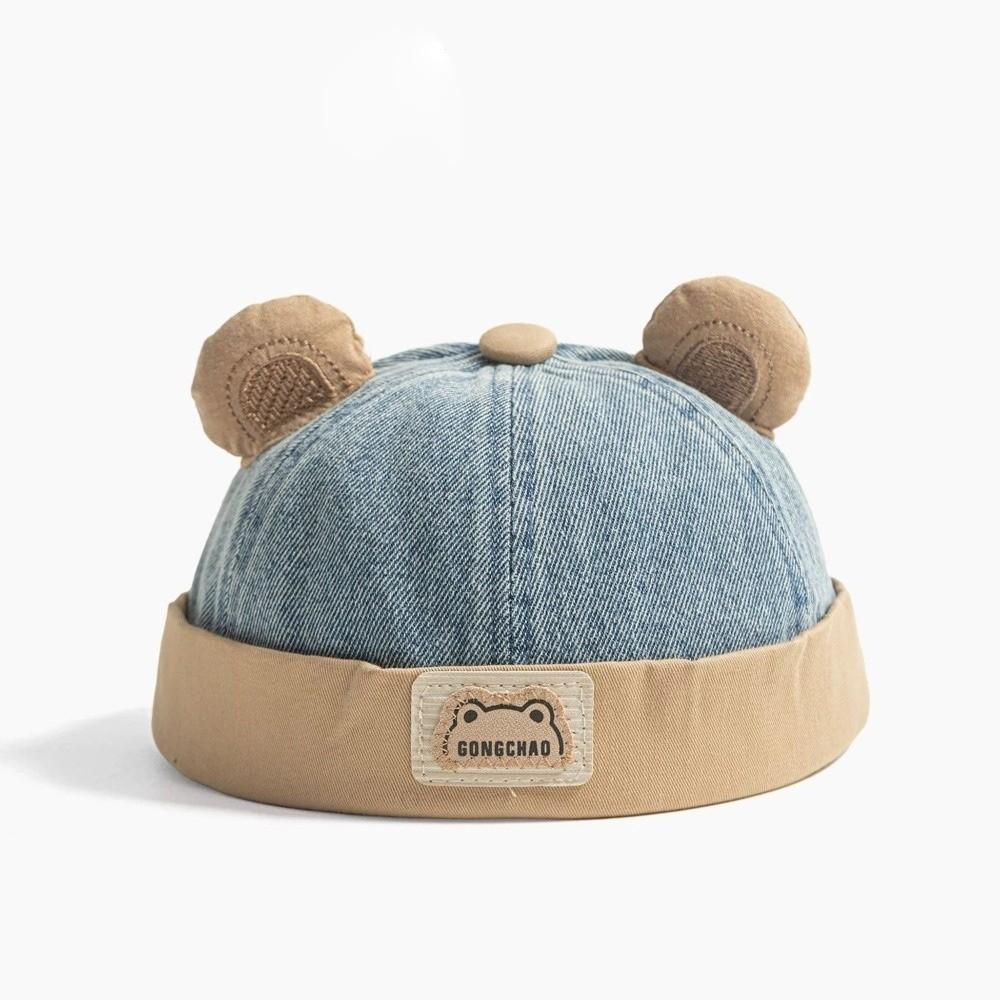 Denim Material Denim Brimless Cap Cute Bear Ears Unisex Toddler Hat Bear Ears Beanie Outdoor Wear